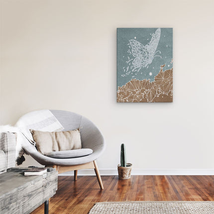 Canvas Schilderij Kamer Vlinder Lijnenkunst - Abstract