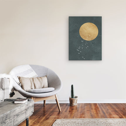 Canvas Schilderij Kamer Zon met Vogels - Abstract