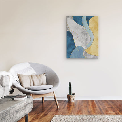 Canvas Schilderij Kamer Abstracte Kunst Blauw met Goud