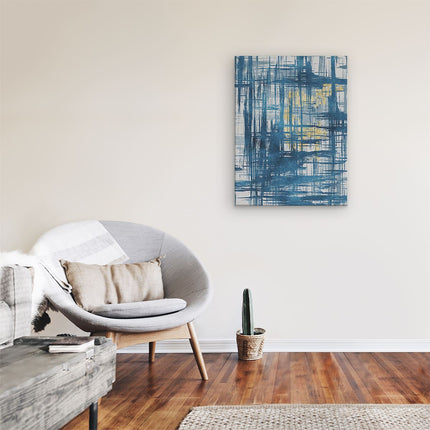 Canvas Schilderij Kamer Abstracte Kunst Blauw met Goud