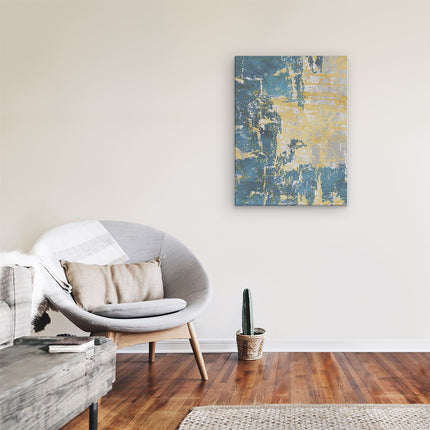 Canvas Schilderij Kamer Abstracte Kunst Blauw met Goud