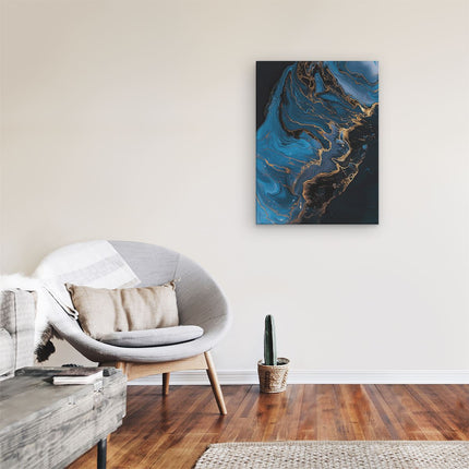 Canvas Schilderij Kamer Blauwe en Gouden Wervelingen in het Water