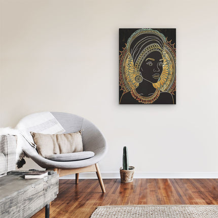 Canvas Schilderij Kamer Afrikaanse Vrouw in een Tulband