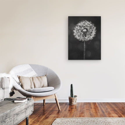 Canvas Schilderij Kamer Paardenbloem in Zwart en Wit