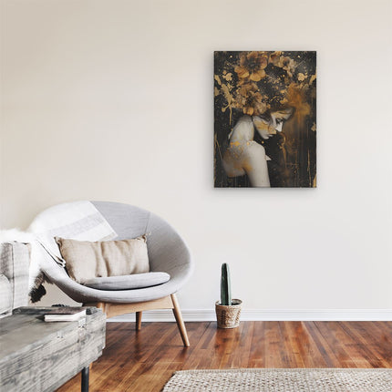 Canvas Schilderij Kamer Vrouw met Bloemen in haar Haar