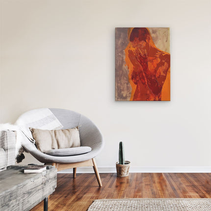 Canvas Schilderij Kamer Kunstwerk van een Man met zijn Handen op zijn Gezicht