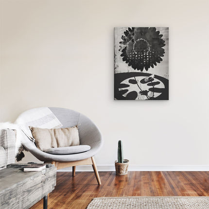 Canvas Schilderij Kamer Zwart Wit Beeld van een Bloem