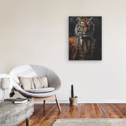 Canvas Schilderij Kamer Tijger in een Pak