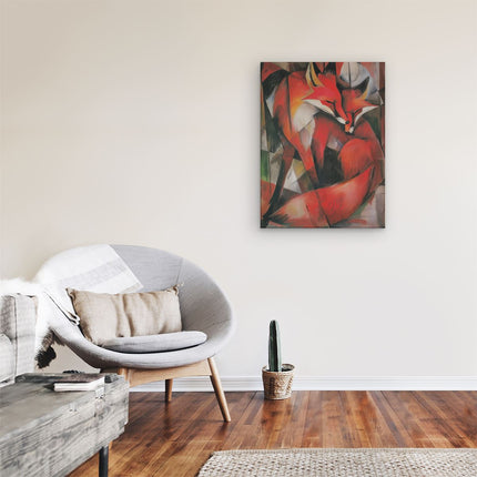 Canvas Schilderij Kamer Twee Vossen die Elkaar Omhelzen