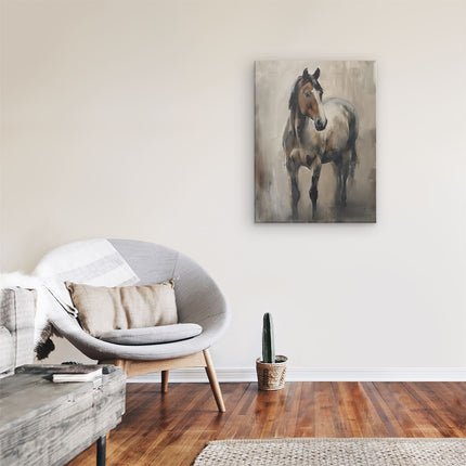 Canvas Schilderij Kamer Olieverfschilderij van een Paard