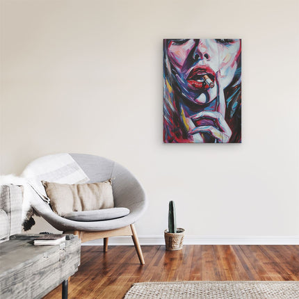 Canvas Schilderij Kamer Kunstwerk van een Vrouw die een Sigaret Rookt