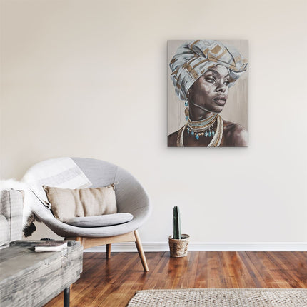 Canvas Schilderij Kamer Afrikaanse Vrouw die een Tulband Draagt