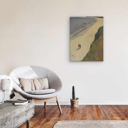 Canvas Schilderij Kamer Twee Mensen Lopen op een Strand