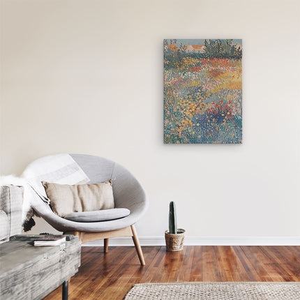 Canvas Schilderij Kamer Kunstwerk van een Veld met Bloemen