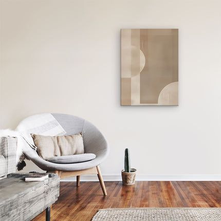Canvas Schilderij Kamer Beige en Wit Abstract Beeld