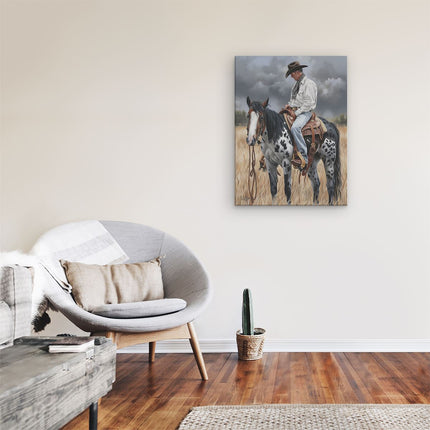 Canvas Schilderij Kamer Cowboy op een Paard