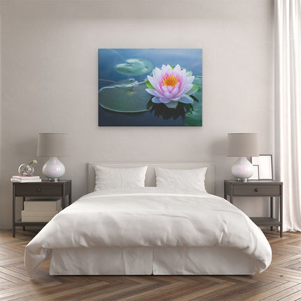 Canvas Schilderij Slaapkamer Roze Lotusbloem Met Waterlelies 