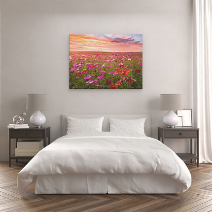 Canvas Schilderij Slaapkamer Kleurrijke Kosmos Bloemenveld