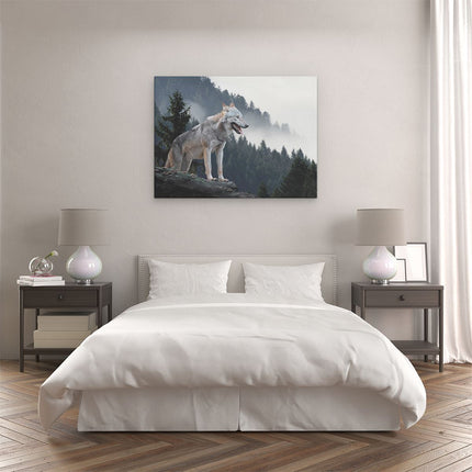 Canvas Schilderij Slaapkamer Grijze Wolf In De Bossen 