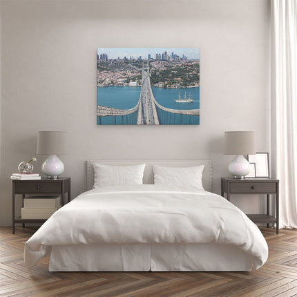 Canvas Schilderij Slaapkamer Istanbul Bosporus Brug Vanaf Boven