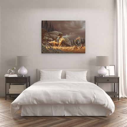 Canvas Schilderij Slaapkamer Cowboy op zijn Paard