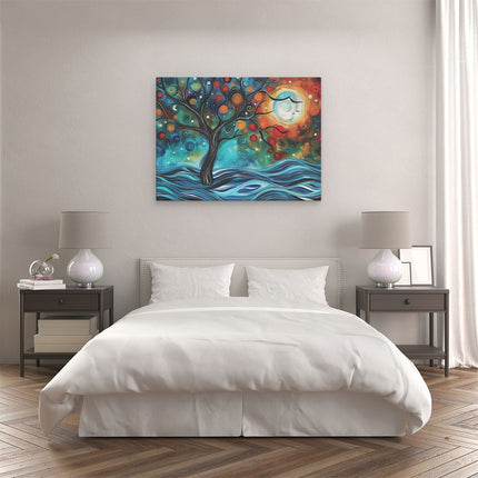 Canvas Schilderij Slaapkamer Abstract Kunstwerk van een Boom in het Water