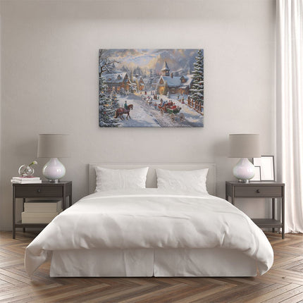 Canvas Schilderij Slaapkamer Kunstwerk van een Kerstdorp