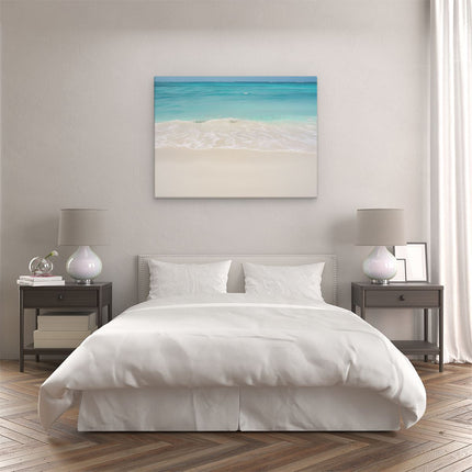 Canvas Schilderij Slaapkamer Wit Zandstrand met Blauw Water
