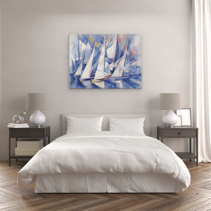 Canvas Schilderij Slaapkamer Kunstwerk van Zeilboten in het Water