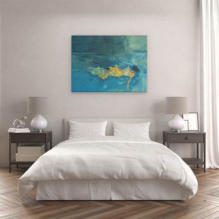Canvas Schilderij Slaapkamer Kunstwerk van een Vrouw die in het Water Ligt