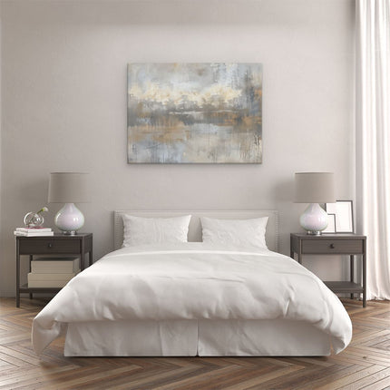 Canvas Schilderij Slaapkamer Abstract Kunstwerk in Beige en Grijs
