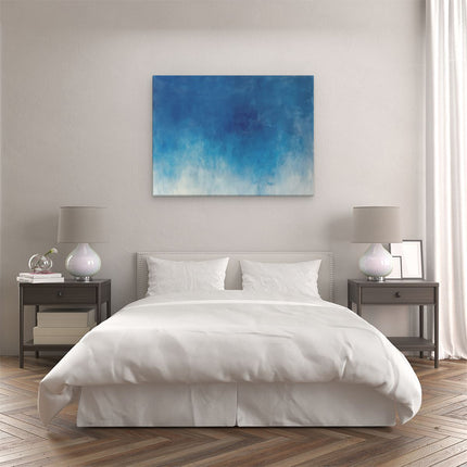 Canvas Schilderij Slaapkamer Abstract Kunstwerk van Blauw en Wit
