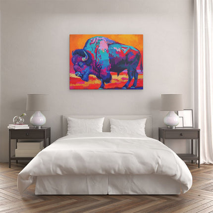 Canvas Schilderij Slaapkamer Kleurrijk Kunstwerk van een Bizon