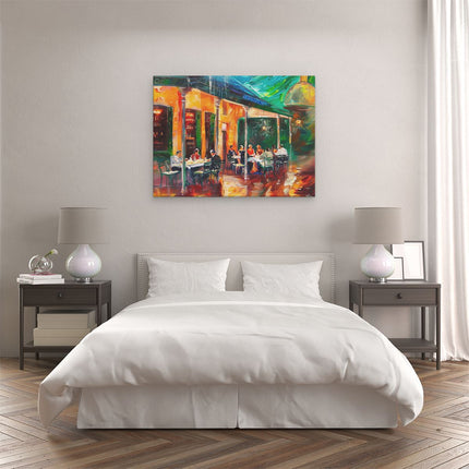 Canvas Schilderij Slaapkamer Kunstwerk van Mensen in een Restaurant in New Orleans