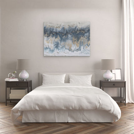 Canvas Schilderij Slaapkamer Abstract Kunstwerk van Blauw en Goud