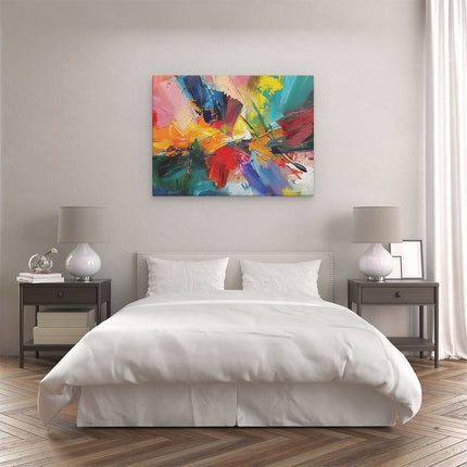 Canvas Schilderij Slaapkamer Abstract Kunstwerk met Heldere Kleuren