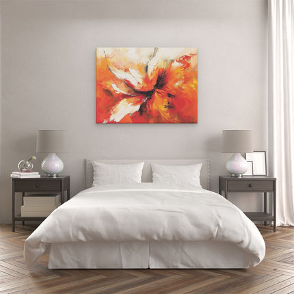 Canvas Schilderij Slaapkamer Abstract Kunstwerk van een Oranje Bloem