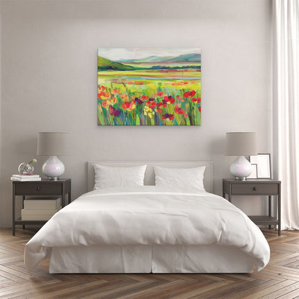 Canvas Schilderij Slaapkamer Kunstwerk van Bloemen in een Veld