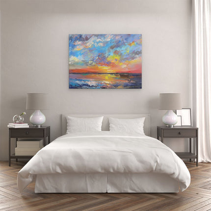 Canvas Schilderij Slaapkamer Abstract Kunstwerk van een Zonsondergang