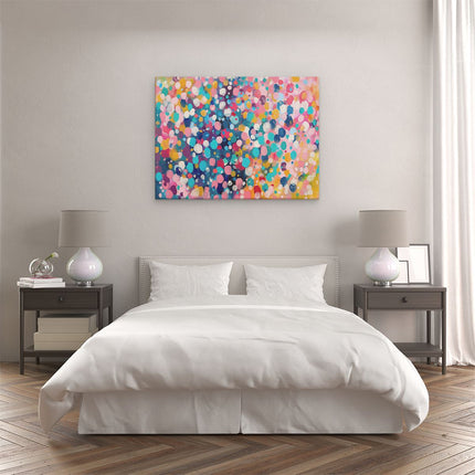 Canvas Schilderij Slaapkamer Abstract Kunstwerk van Kleurrijke Stippen