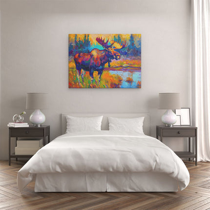 Canvas Schilderij Slaapkamer Kleurrijk Kunstwerk van een Eland