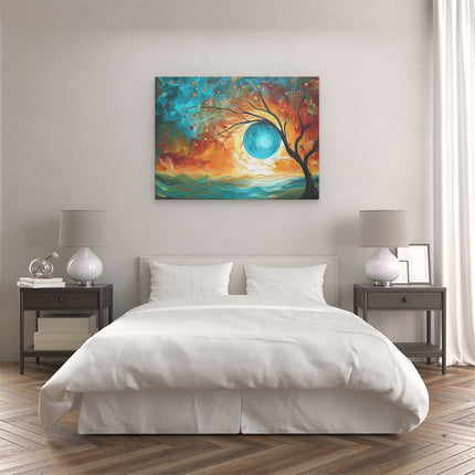 Canvas Schilderij Slaapkamer Abstract Kunstwerk van een Boom