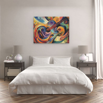 Canvas Schilderij Slaapkamer Abstract Kunstwerk van een Akoestische Gitaar