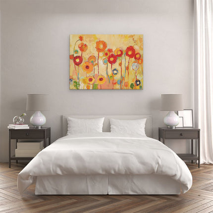 Canvas Schilderij Slaapkamer Kleurrijke Bloemen in een Veld