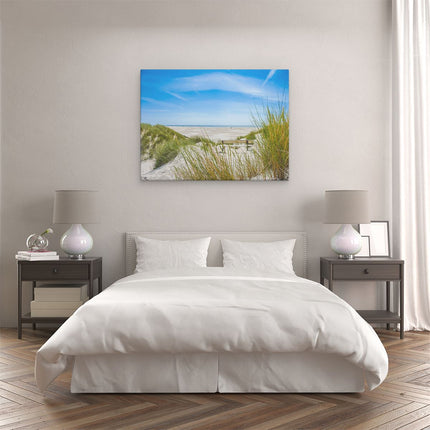 Canvas Schilderij Slaapkamer Bankje aan het Strand