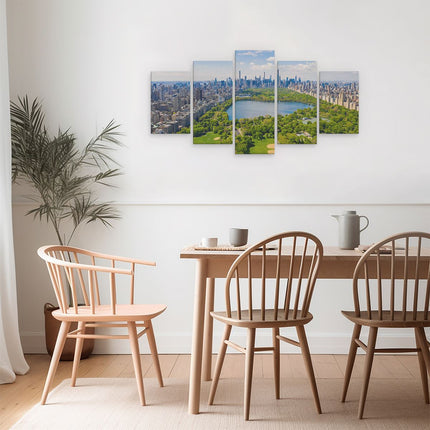 Schilderij vijfluik eetkamer central park in new york met wolkenkrabbers