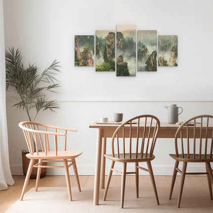 Schilderij vijfluik eetkamer zhangjiajie klif bergen in china