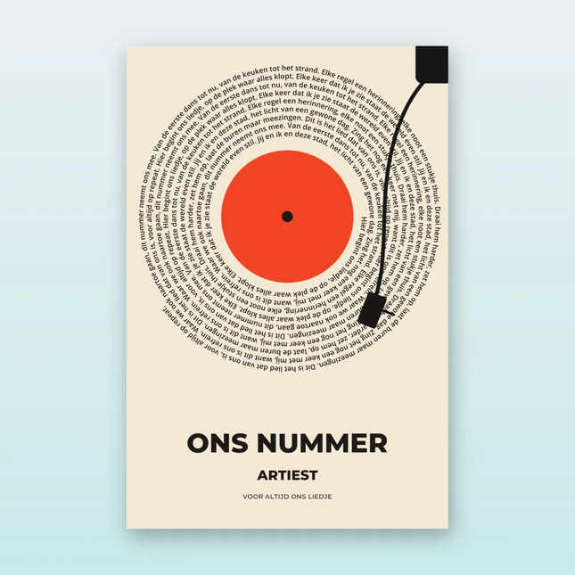 Songtekst poster retro vinyl met platenspeler