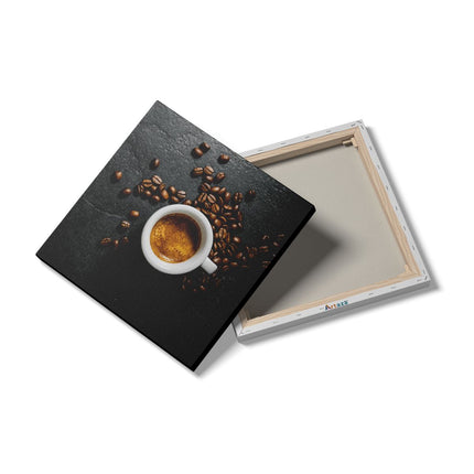 Canvas schilderij detail Kopje Koffie Met Koffiebonen