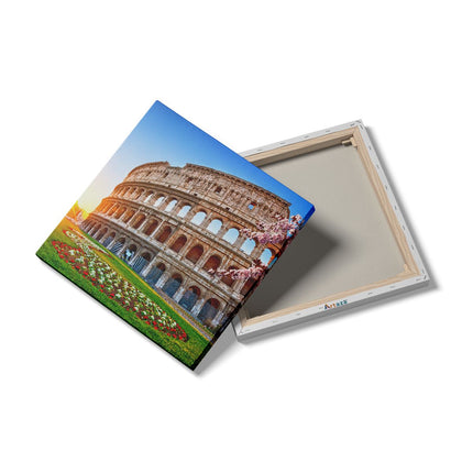 Canvas schilderij detail Colosseum bij Zonsopgang in Rome, Italië